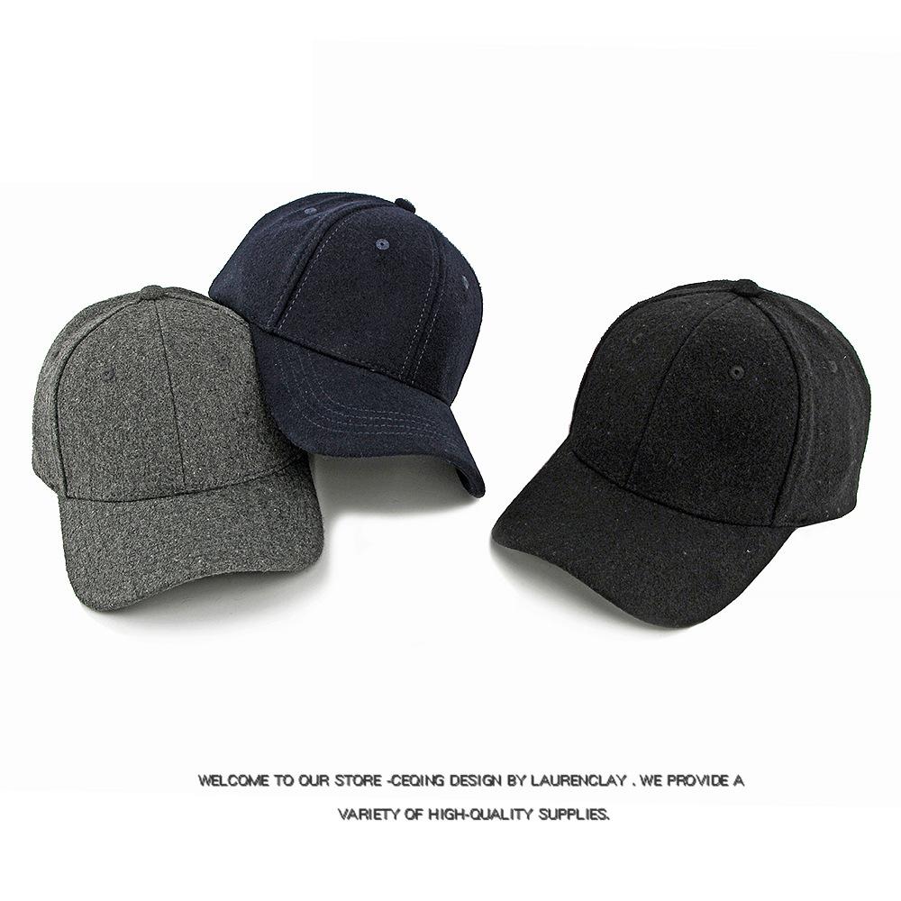 Autumn Winter Wool Cap Men Solid Color Baseball Cap Full Seal Warm Hat