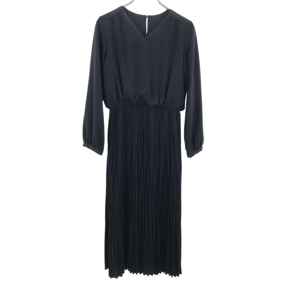 

green label relaxing Платье плиссированное с длинным рукавом 38 Темно-синий UNITED ARROWS Женское Б/У