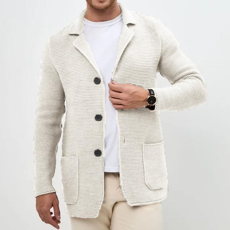 Herre Utendørs Casual Løstsittende Ensfarget Cardigan Herre Revers Strikket Dressjakke
