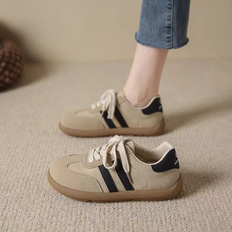 Popular Retro German Training Shoes Women's Breathable Non-slip Flat Bottom 2025 Spring New Sports and Leisure Versatile Leather Board Shoes