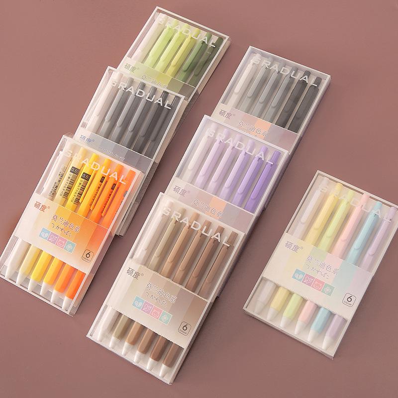 Morandi Color Quick-Dry Ballpoint Pen Set - High-Value Student Neutral Pen in Black