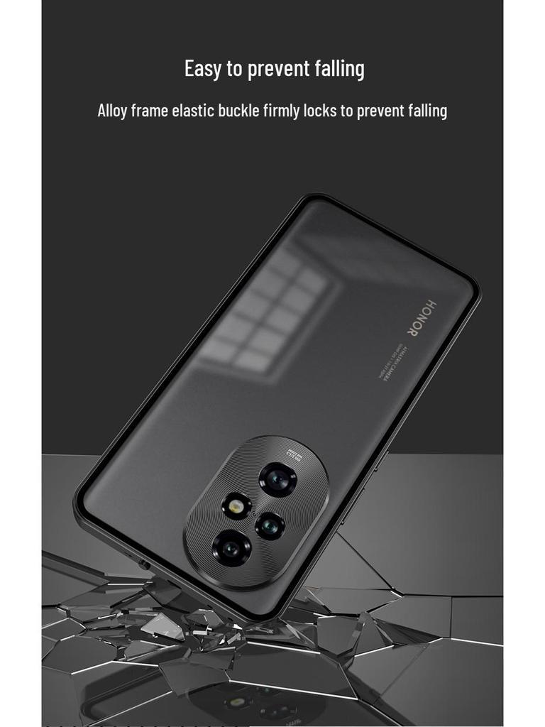 Honor 400pro Metal Frame Phone Case: Snap-Button, Frosted Back, Protective Mirror.