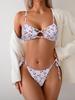 2025 Cross-Border Lace-Up Printed Bikini Swimsuit for Women - European & American Style