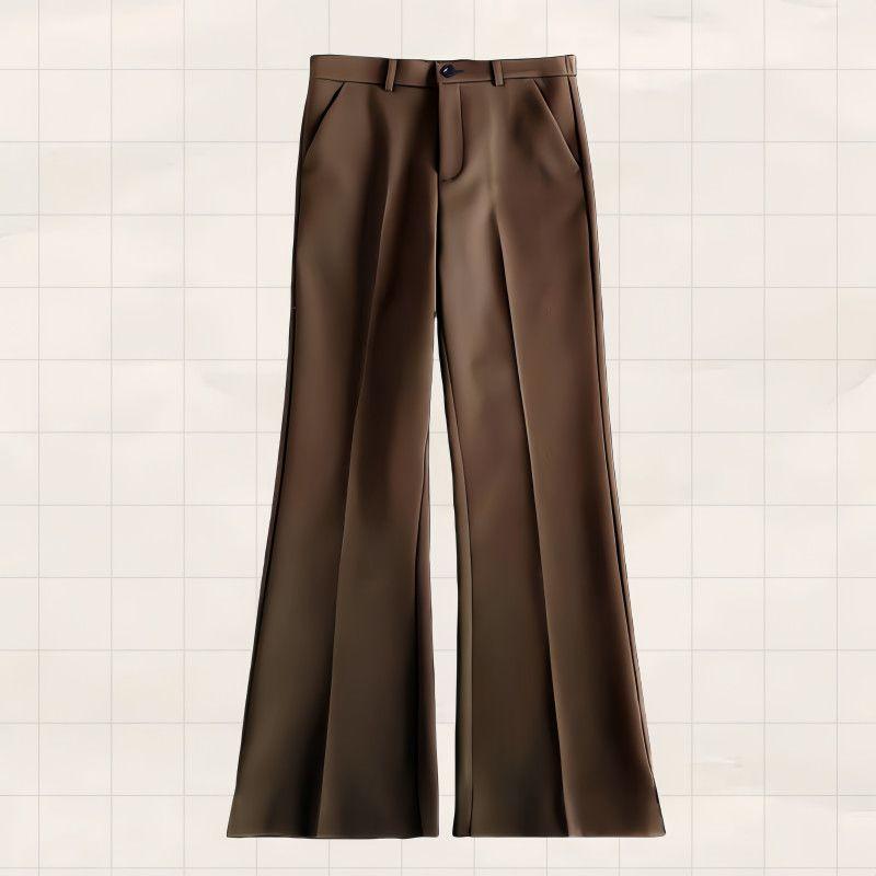 Men's Retro Black High Waist Bell Bottom Suit Trousers