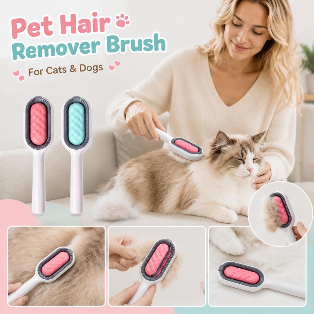 Pet Hair Removal Comb for Cats and Dogs Detangling Brush Fur Shedding Tool Grooming Cleaning Comb for Pet Hair and Mats Removal