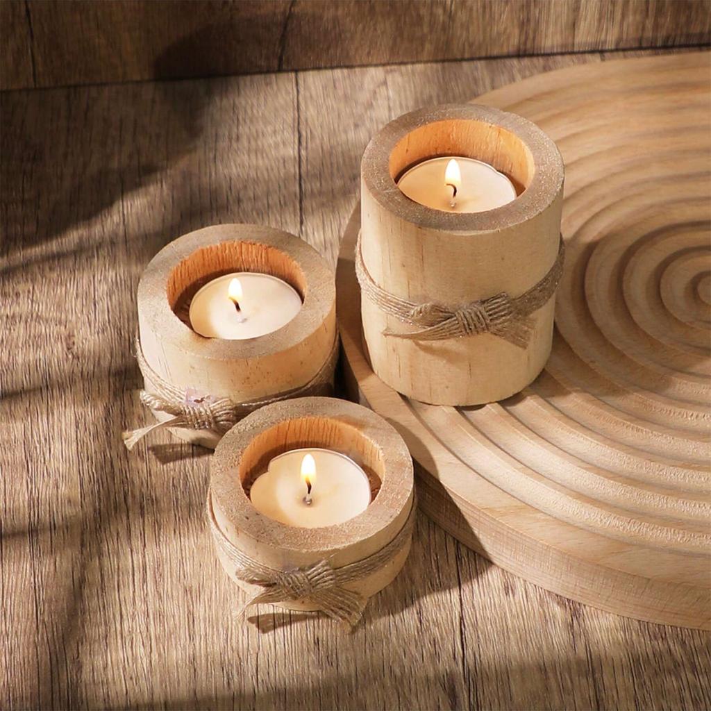 1 Stück/3 Stück - Holz-Teelichthalter, geeignet zur Dekoration von Holzbalkonkästen in der Mitte von Hochzeits- und Geburtstagstischen