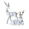 2 Pieces Geometric Deer Figurine Set Elegant Accent Faceted Resin Ornaments