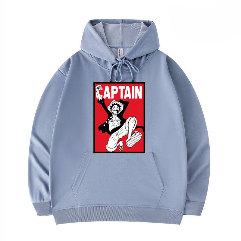 

Men s Hoodies Luffy The Captain Print Funny Harajuku Style Twill imitation cotton Hoodies
