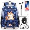 Zaino carino Shiba Inu per adolescenti ragazzi con USB, Borsa di grande capacità per il ritorno a scuola per studenti, Viaggi quotidiani