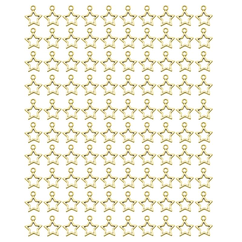 Popular Alloy DIY Accessories Hollow Five-Pointed Star Pendant DIY Handmade Bracelet Necklace Earring Clip Materials