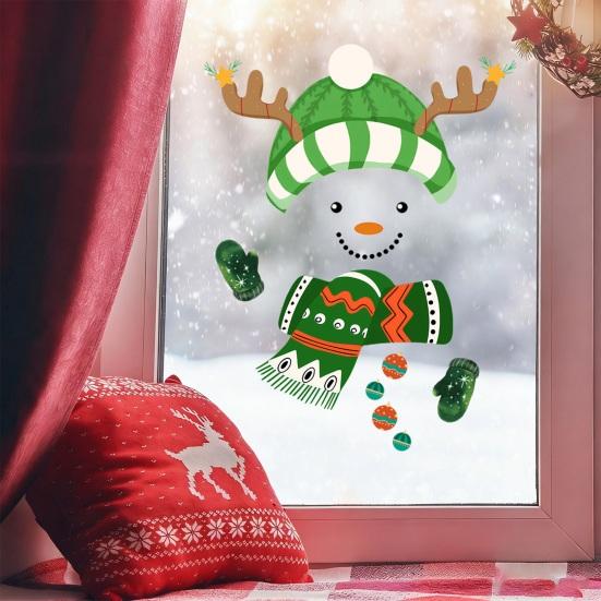 Festive Indoor Wall Art Christmas Snowman Static Window Stickers, Removable PVC Glass Decals, Waterproof Seasonal Door Stickers Winter Clings for Home