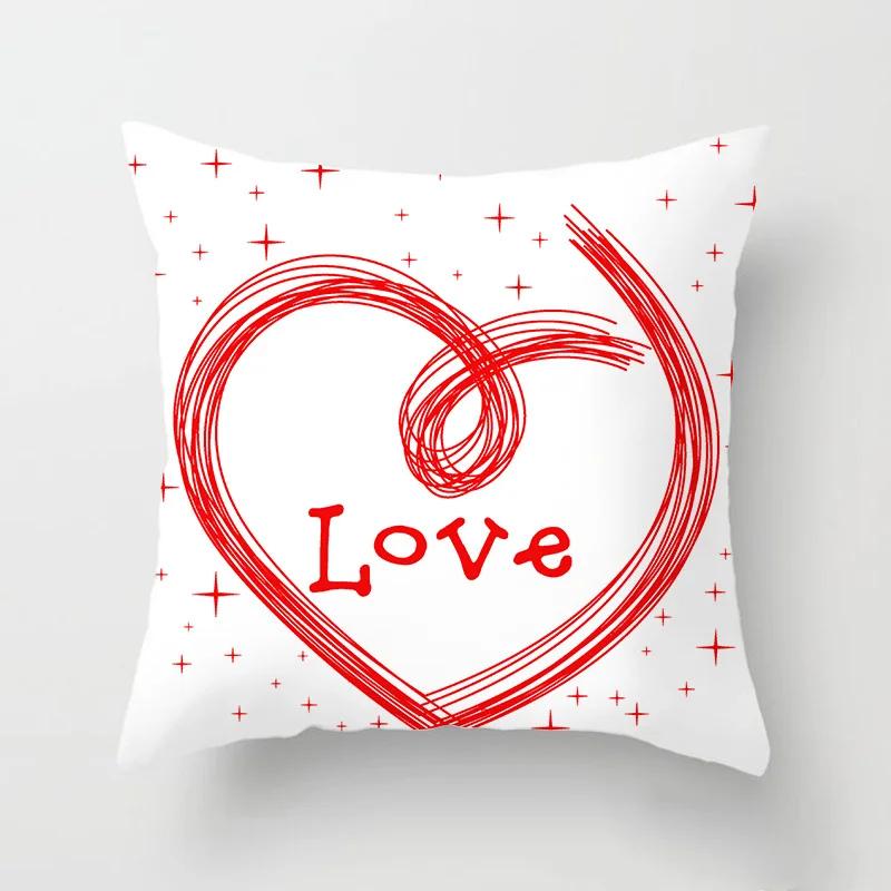 Love Heart Letters Floral Pillowcase Modern Nordic Fashion Pink Cushion Cover Sofa Seat Wedding Decorative Throw Pillows Cover