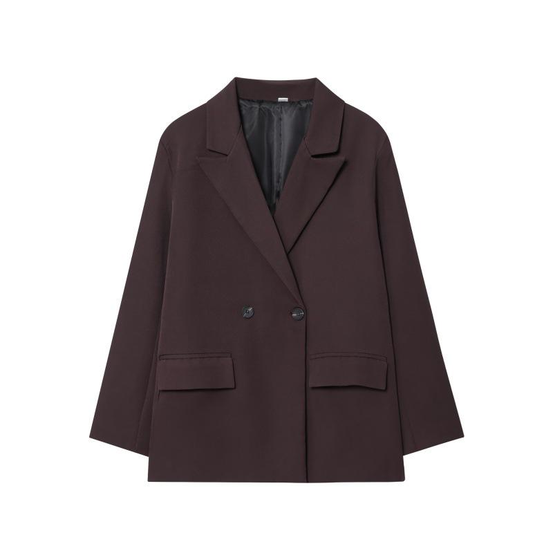 Европейский и американский стиль 2025 Осень/Зима Свободный двубортный повседневный блейзер Small