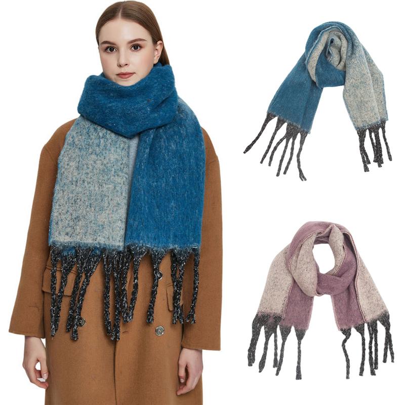 

Scarf Circle Winter Thickened Color Scarf Tassel Gradient Keep Warm Yarn Coarse