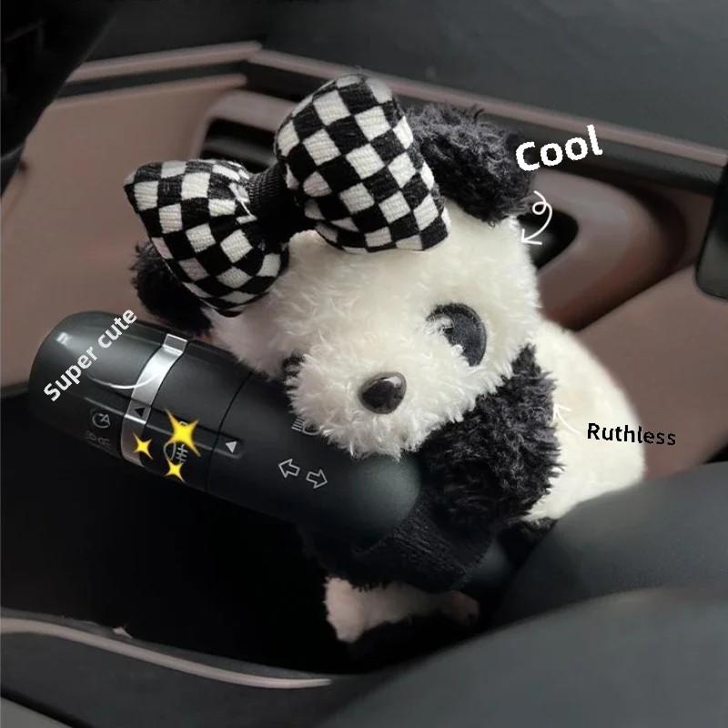 Plysj Panda Clutch Dekorasjon Bilvisker Blinklysbryter Ornamenter Søt Sløyfe Panda Bilvisker Dukke Auto Interiørtilbehør