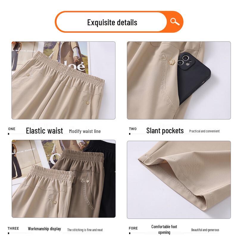 Mom's Summer Elastic Waist Slim-Fit Casual Pants