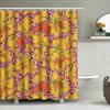 Vibrant Floral Print Shower Curtain For Bathroom Decor Pink Orange Yellow Leaves Pattern Waterproof Fabric Home Decoration Item