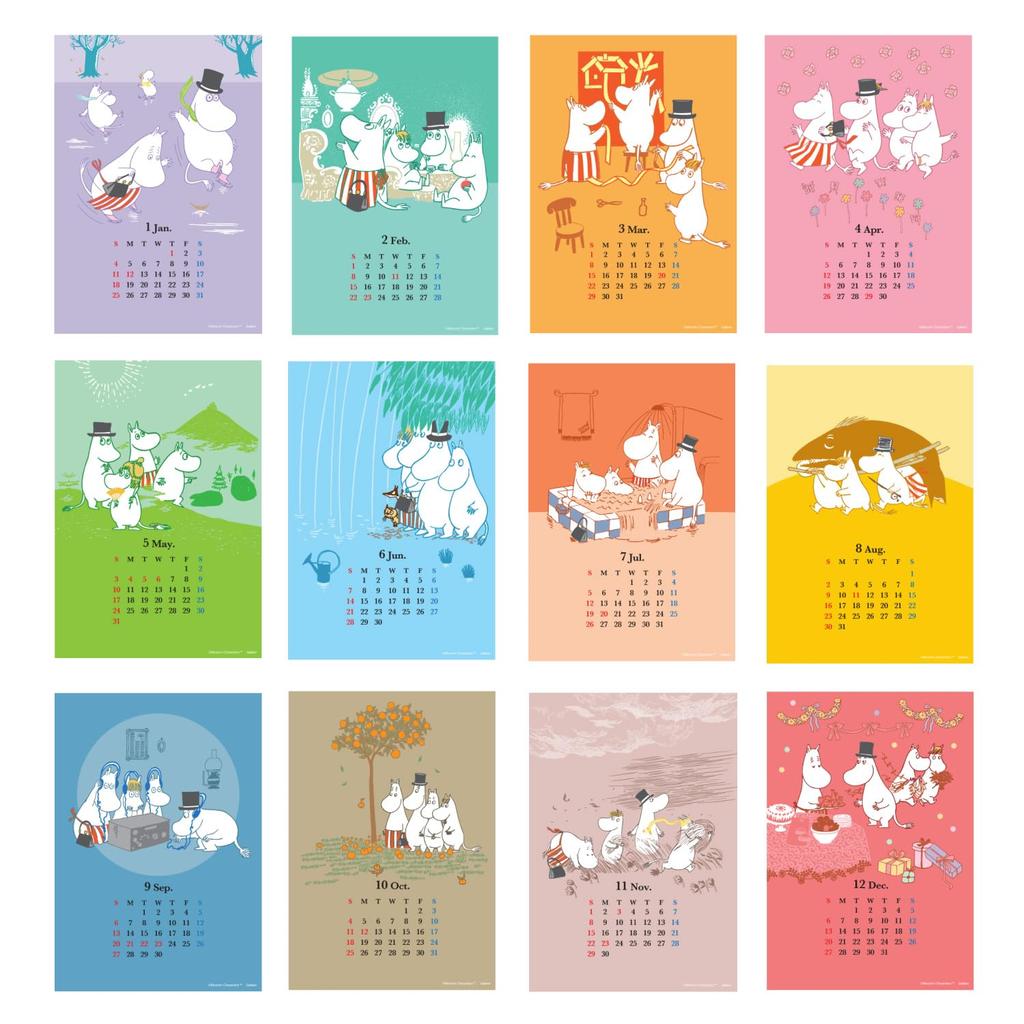 Gakken Stafle 2026 Calendar Moomin Tabletop Book Tin with Stand Family M21001 Starts January 2026