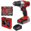 Einhell Perceuse Visseuse TE-CD 18/2 Li +39 Kit Power X-Change (18V) Livré Avec Batterie 2,5Ah, Chargeur Et 39 Accessoires