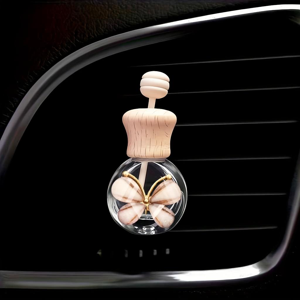 1pc Car Butterfly Glass Bottle, Reusable Car Essential Oil Diffuser, Empty Glass Bottle Pure Decoration Car Accessories