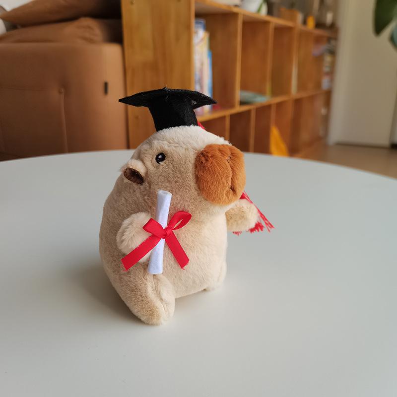 Cute Cute Doctoral Graduation Kapibala Pendant Plush Toy Capybar Doll Schoolbag Hanging Decoration Keychain