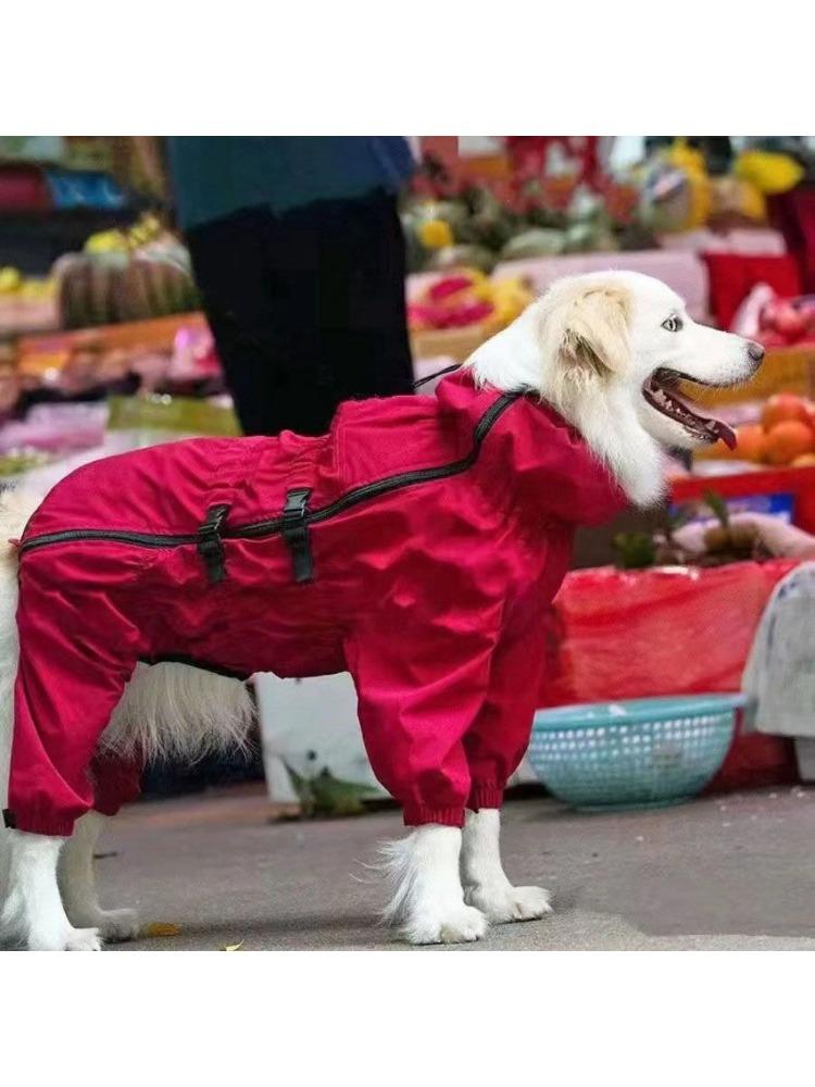 Cold Weather Dog Windproof Jacket,Warm Windbreaker For Big Breeds - 4 Legs Dog Outfit with Adjustable Waist Design,6XL Available