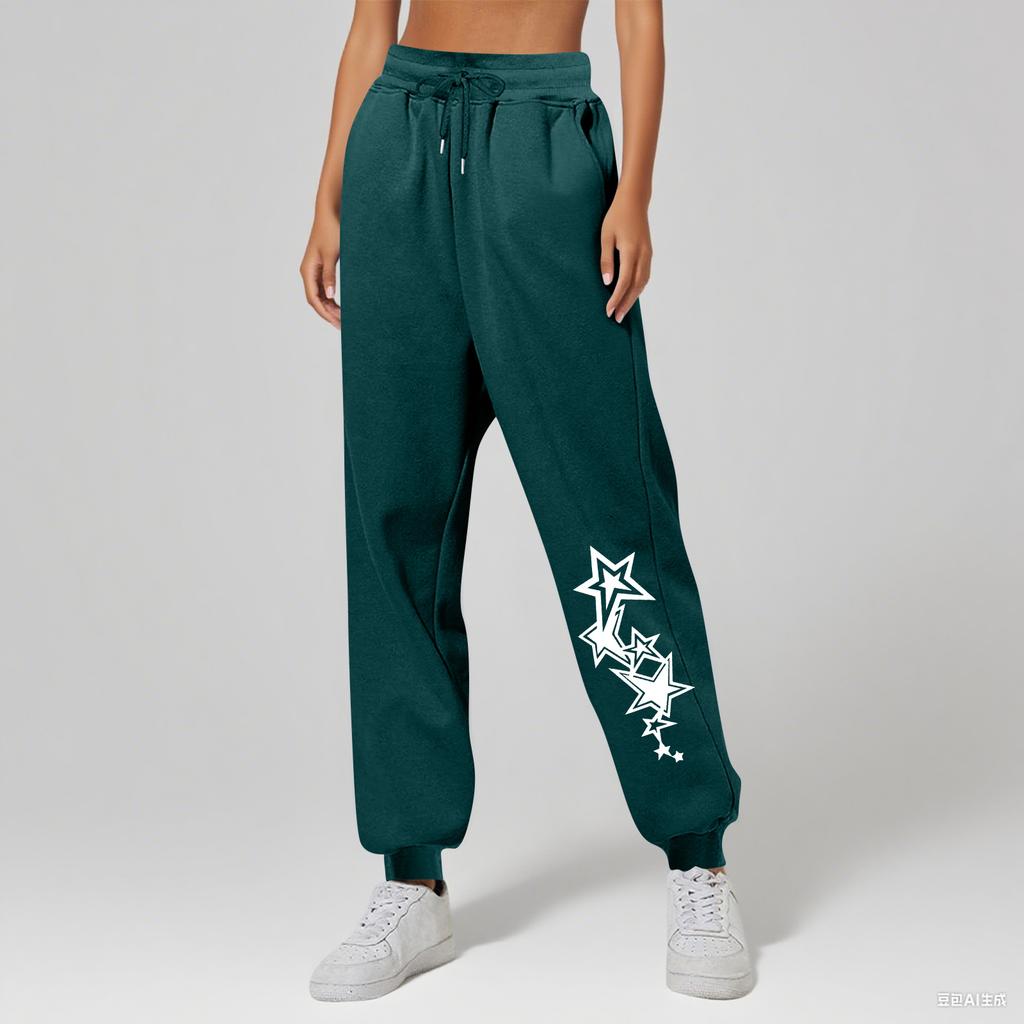 Ladies' Printed Unisex Casual Pocket Drawstring  Pants