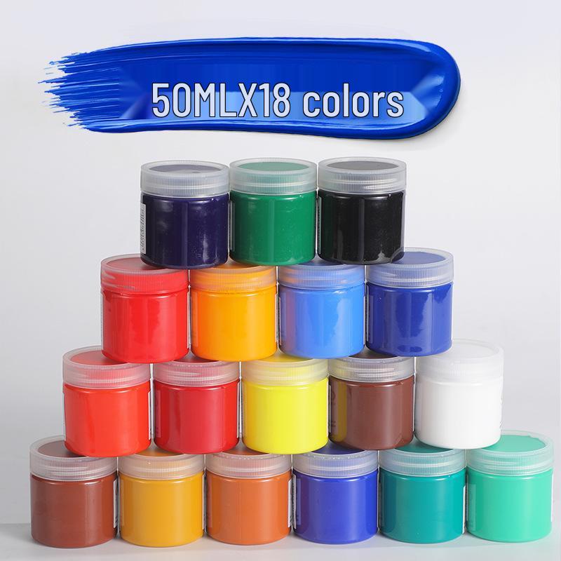 18-Kleuren 50ml Waterdichte Niet-Giftige Acrylverf Set voor Kinderen en Kunststudenten