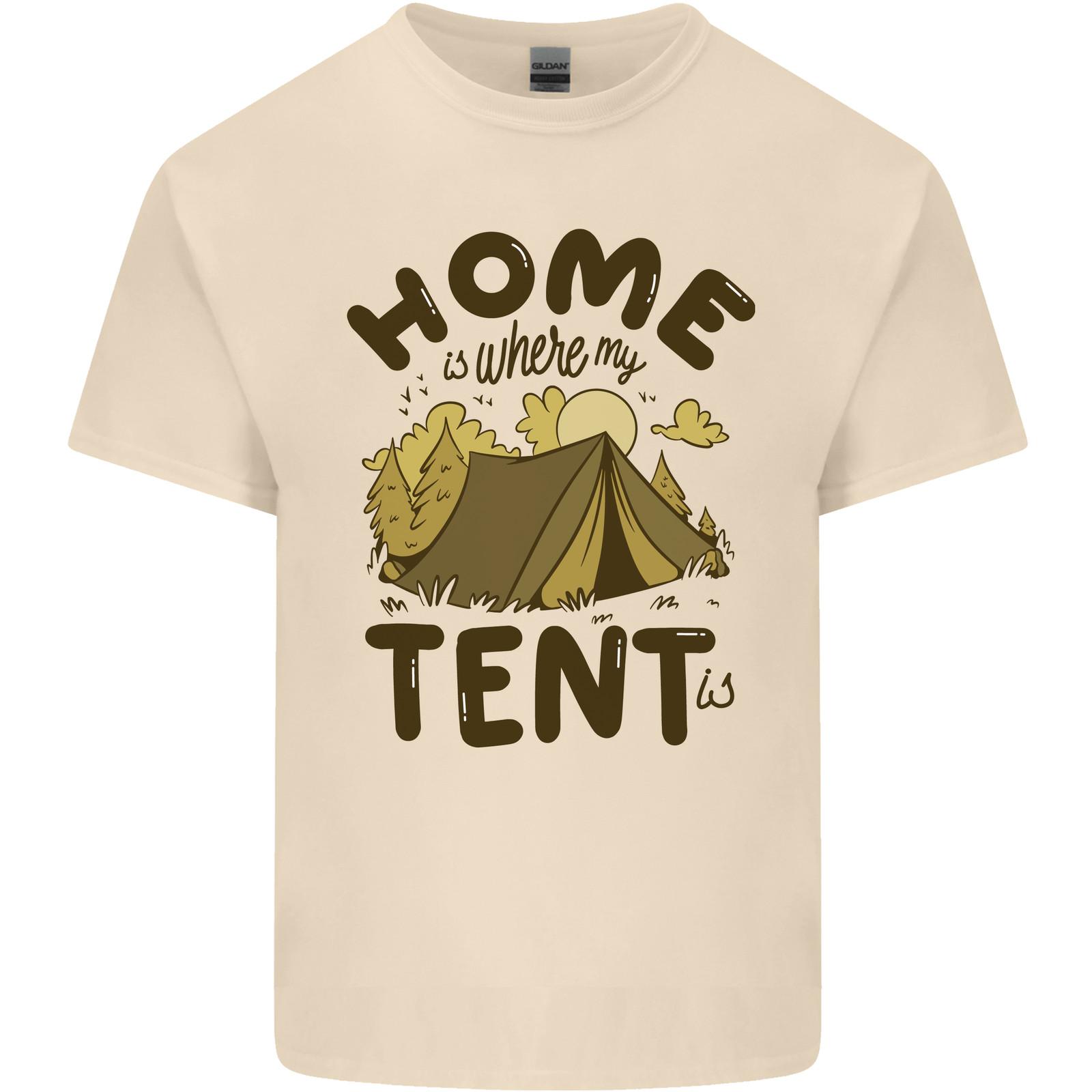 Home is Where My Tent is Funny Camping Mens Light Cotton T-Shirt S разноцветный