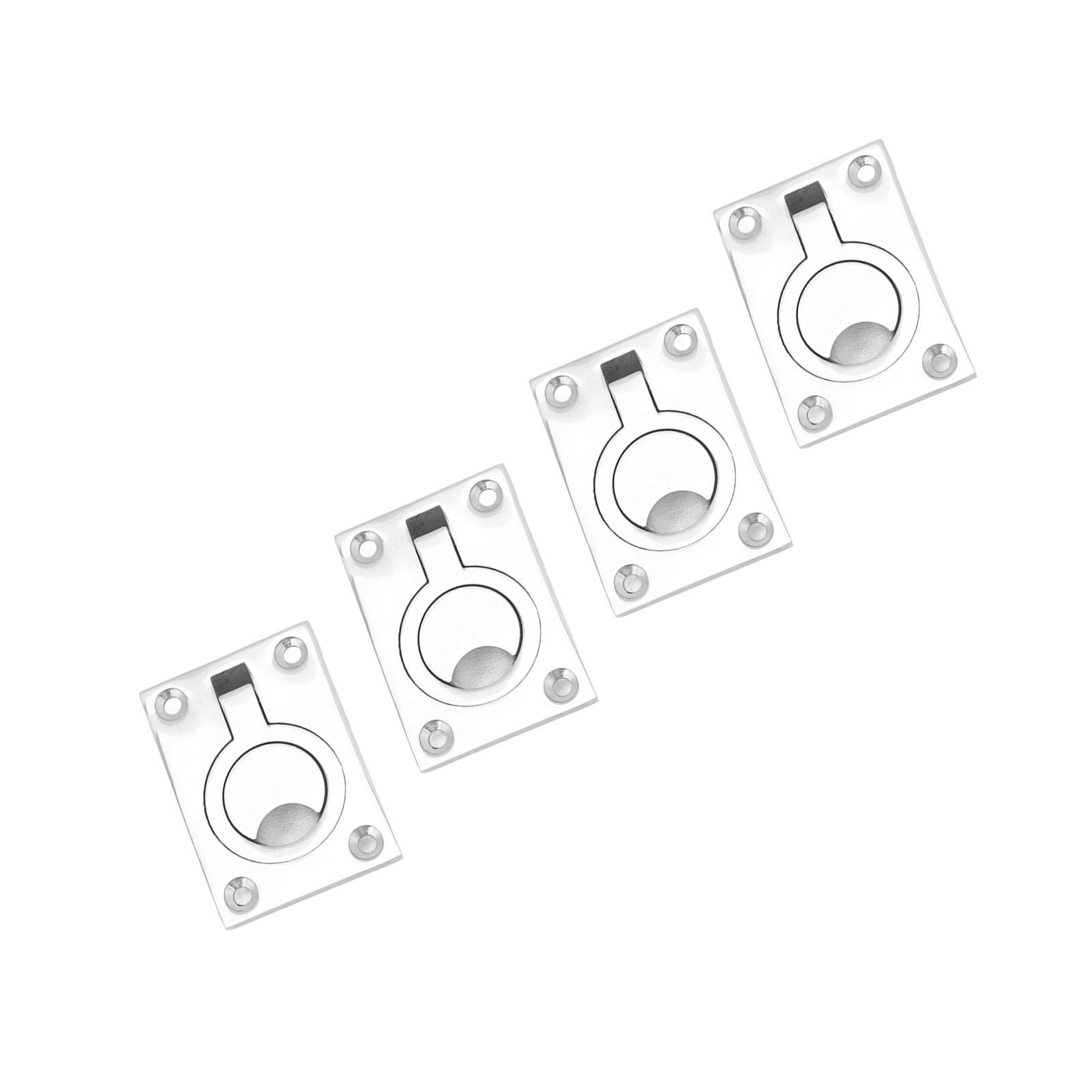 

4 Pcs 63x44mm Square Flush Pull Ring Handles 316 Stainless Steel Hidden Recessed Hatch Locker Cabinet Handle