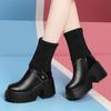 Coarse heel wool medium tube British Martin boots women's versatile high and thin solid color thick sole single boots women's super high heel