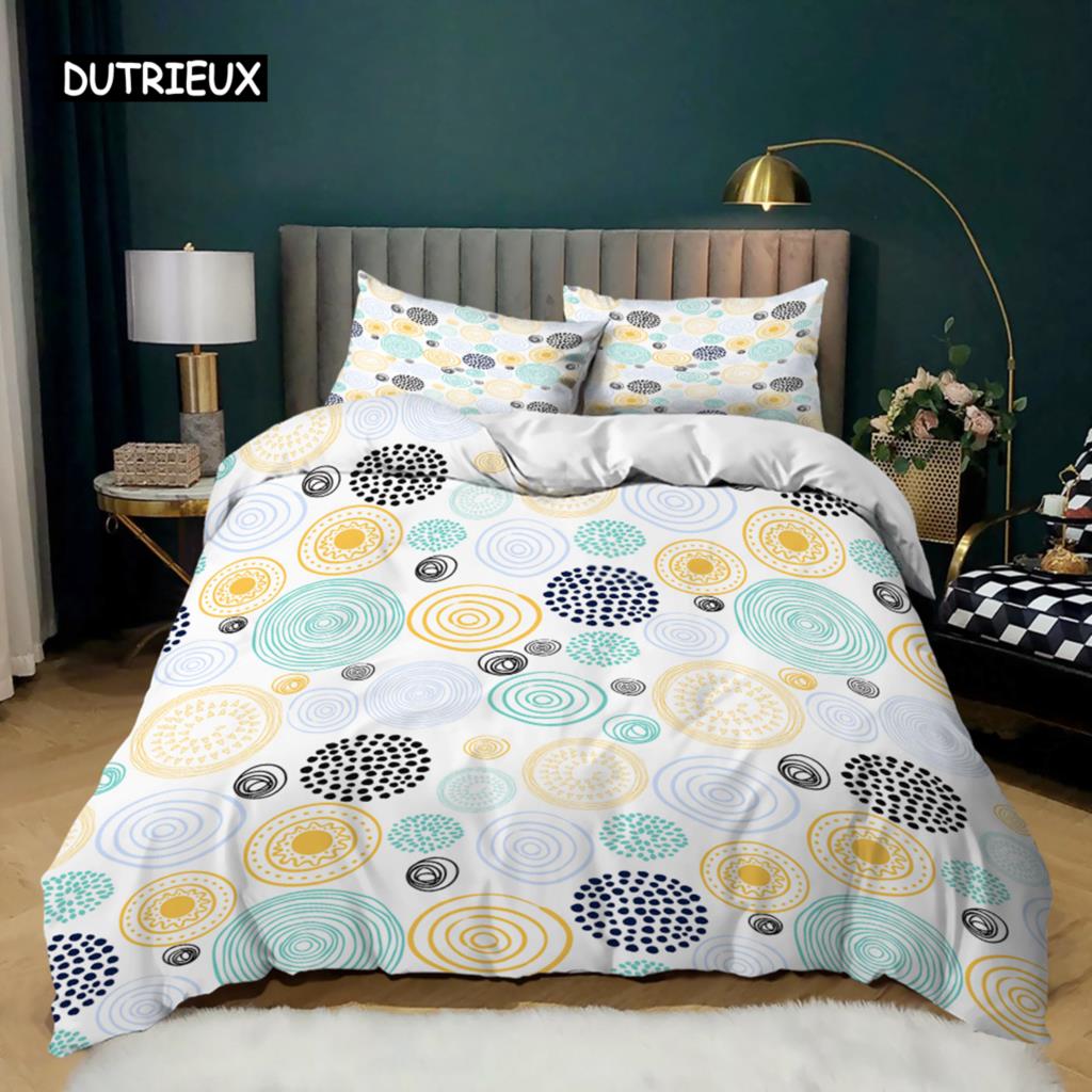 Circle Duvet Cover Set Colorful Dots Pink Gray Purple Circles For Teens Adult Twin Bedding Set Microfiber Queen King Quilt Cover