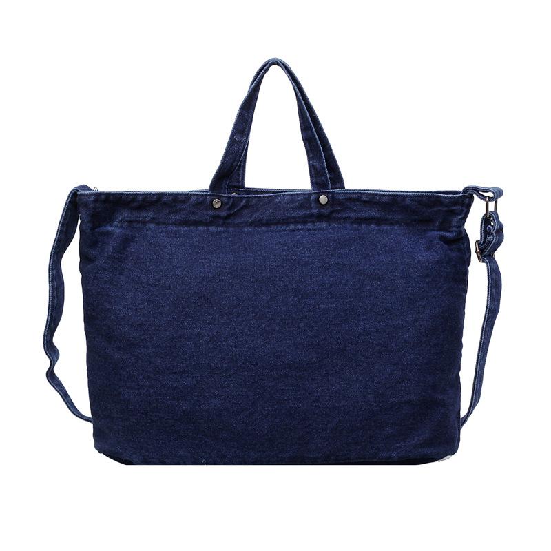 Large Capacity Denim Tote Bag Commuter Handbag Vintage Student Class Shoulder Crossbody Bag