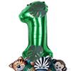 28 Pieces Jungle Animal Balloons Leaves Decor Theme Cute Green Aluminum Latex Balloon for