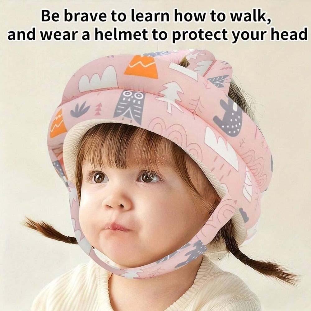 Cartoon Pattern Head Protector Adjustable Strap Infant Cap Safety Helmet  Crawling Practice