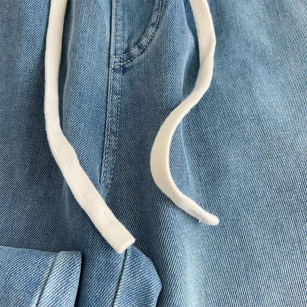 Women's High Waist Lyocell Tencel Wide-Leg Floor-Length Denim Pants - Summer Style