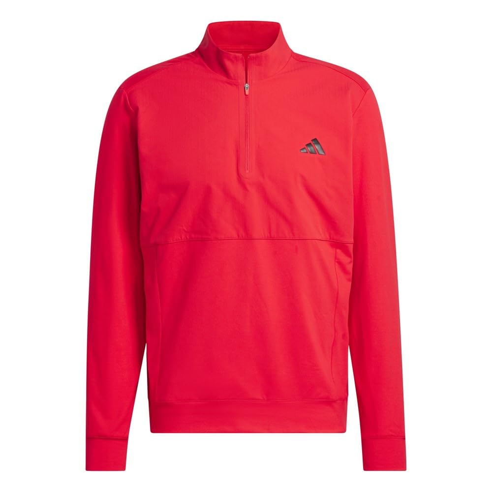 Adidas Golf Men's Adizero Fabric Mix Long Sleeve Half Zip Golf Jacket In Pure Ruby
