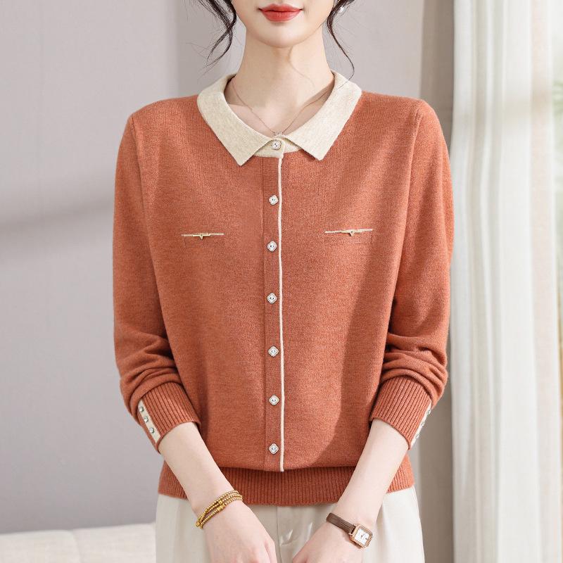 

Stylish Knitwear for Middle-Aged & Elderly Women: Spring & Autumn Fashionable Loose Tops 3XL оранжевый