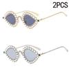 Diamond Studded Small Frame Cat Eye Y2k Sunglasses High-end Luxury Ball Metal Sunglasses Retro New Peacock Glasses 81064