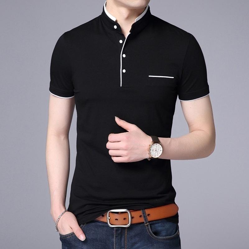 Plus Size Men Summer Casual Top Slim Printing Cotton Short Sleeves Polo Shirt