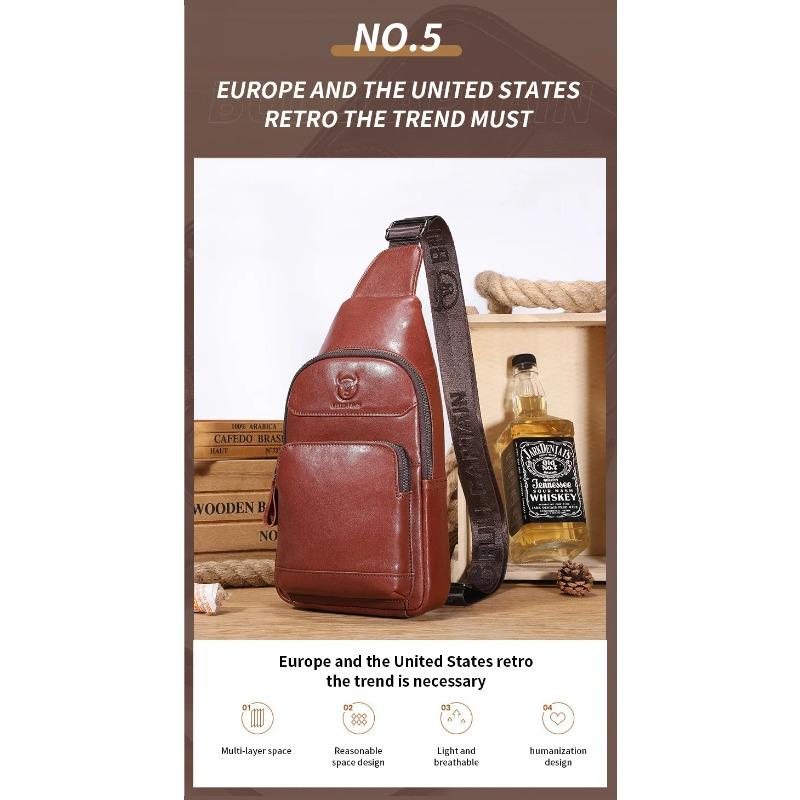 Brand New Men's Bag 100% Leather Fashion Chest Bags Luxury Designer Bag Husband's Crossbody Bag Large Capacity Messenger Bags