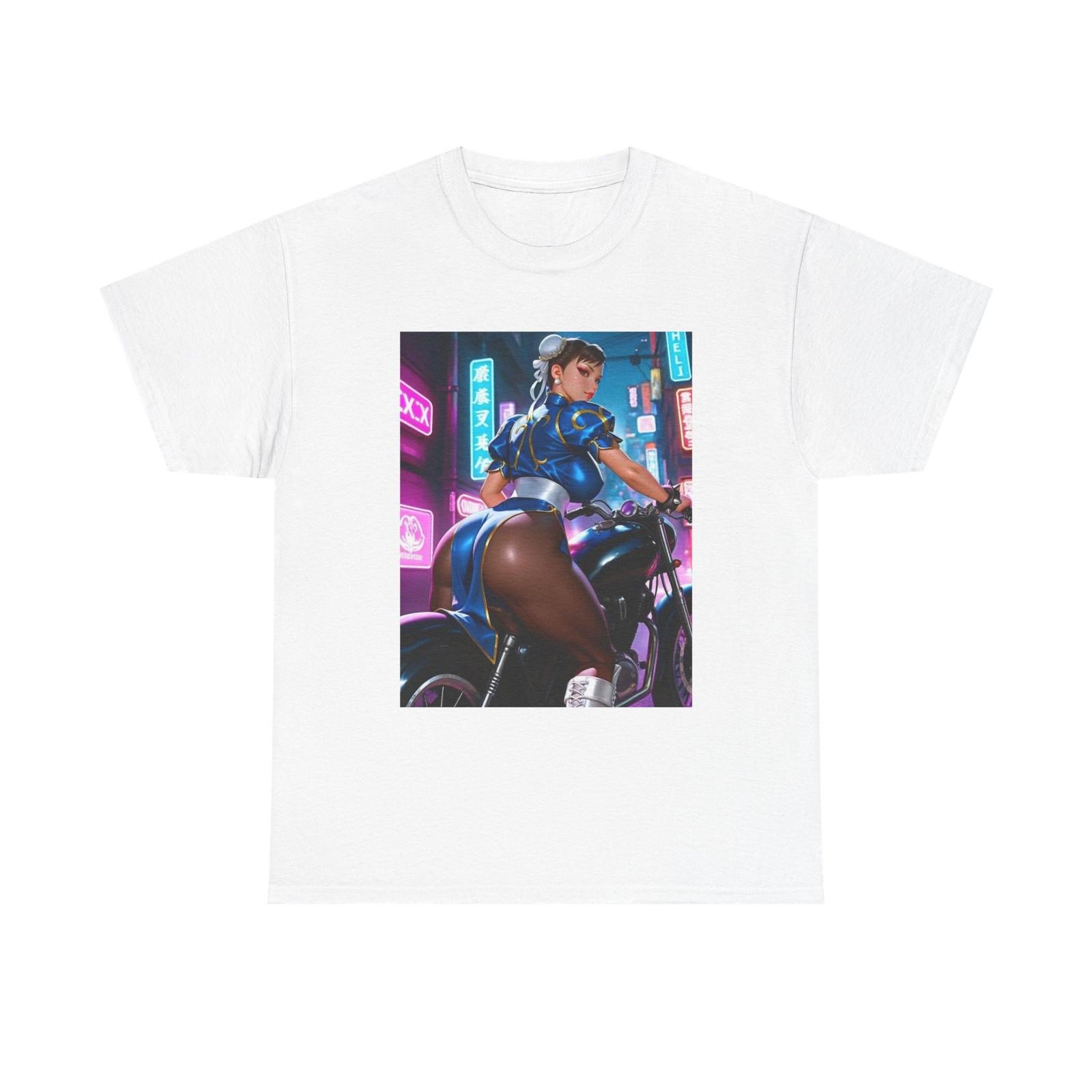 Chun-Li Biker Tee - Unisex Heavy Cotton Gamer Tee, Custom Street FighT Shirt Mens Womens Tees Top 4XL