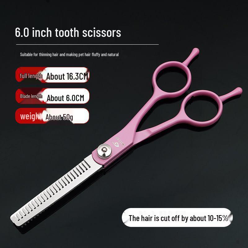 Professional Dog Grooming Scissors Set: Curved and Serrated Trimming Tools for Pets