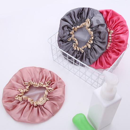 Home Women Elastic Reusable Waterproof Shower Cap Head Hair Cover Bathing Hat