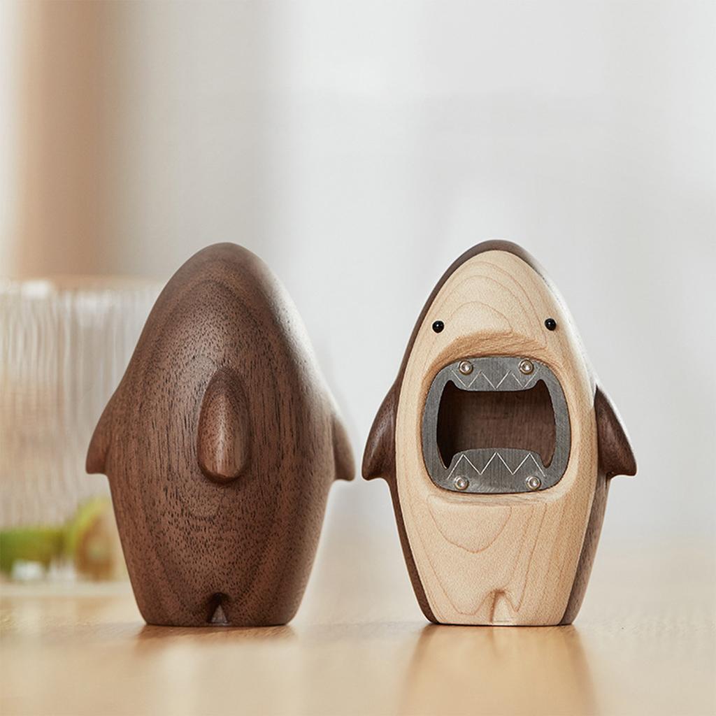 Shark Wooden Bottle Opener, Creative Portable Beer Cap Remover, Unique Gift for Home Bar Party, Eco-friendly Funny Accessory