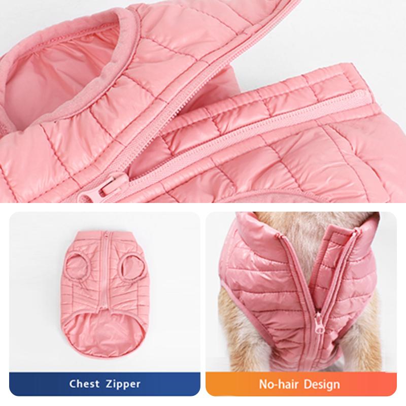 Padded Dog Coat Cold Weather Warm Fleece Lining Puffy Dog Jacket Vest Waterproof Windproof Dog Apparel for Small Large Puppies