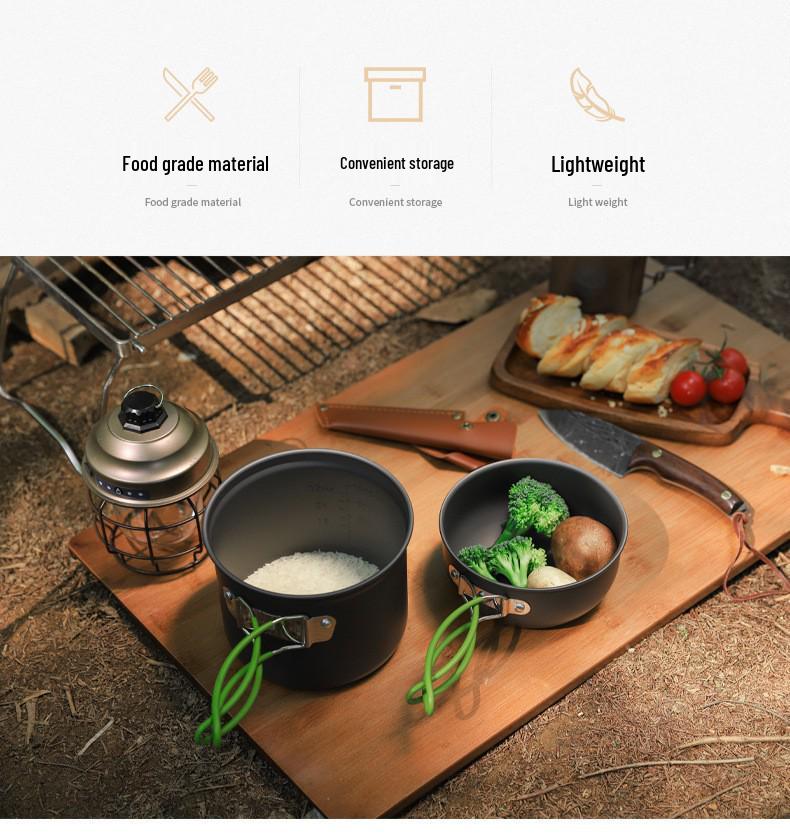 DS-201 Outdoor Multi-Purpose Cookware Set for 2-3 People: Perfect for Camping, BBQs, and Picnics