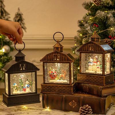 Christmas Snow Globe Lantern Lighted Lantern for Christmas Christmas Glitter Water Lantern Decorative Lantern for Festival