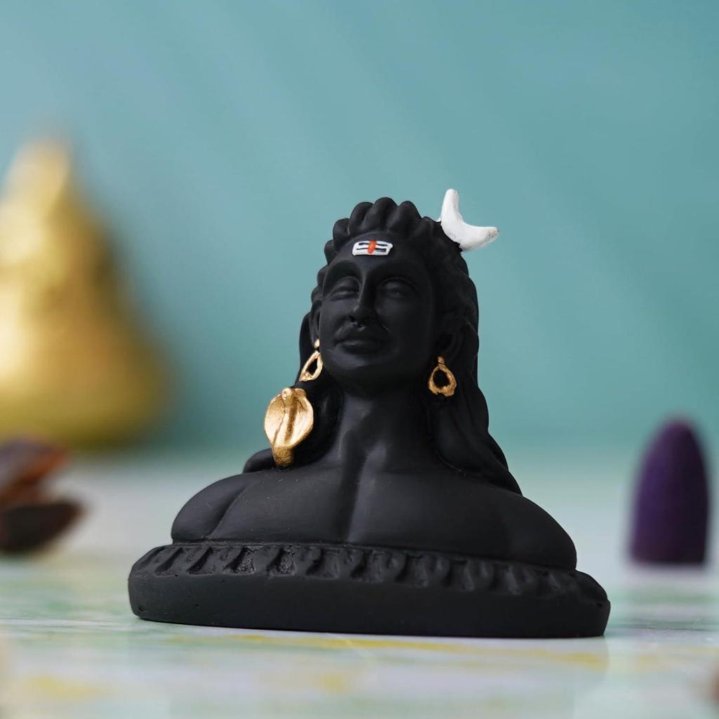 Black Resin Adiyogi Shiva Statue for Car Dashboard- Lord Shiva Idol for Home- Shiv Murti- Adiyogi Mahadev Statue- Gift for Diwali