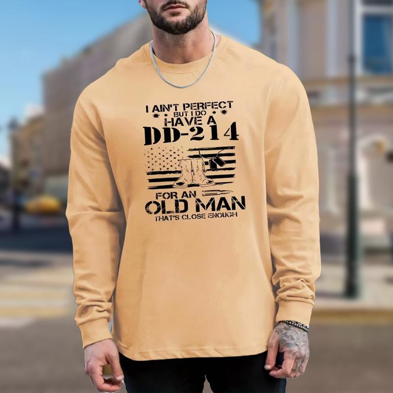 Shoe Letter Combination Print Men's Tshirts Long Sleeve Tees Round Neck Casual Pullover Men's Clothing Plus Size